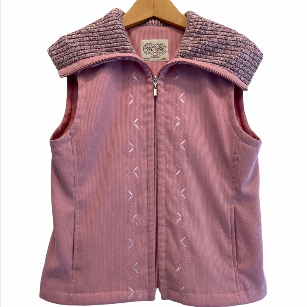 GLENNSPORT Travel Wear Sleeveless Vest Knit Collar Pink Size M EUC